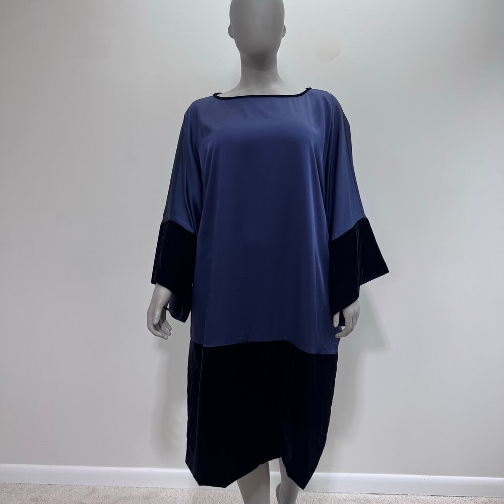 NWT Marina Rinaldi Mixed Media Velvet Midi Dress PLUS US 20 Colorblock Old Money